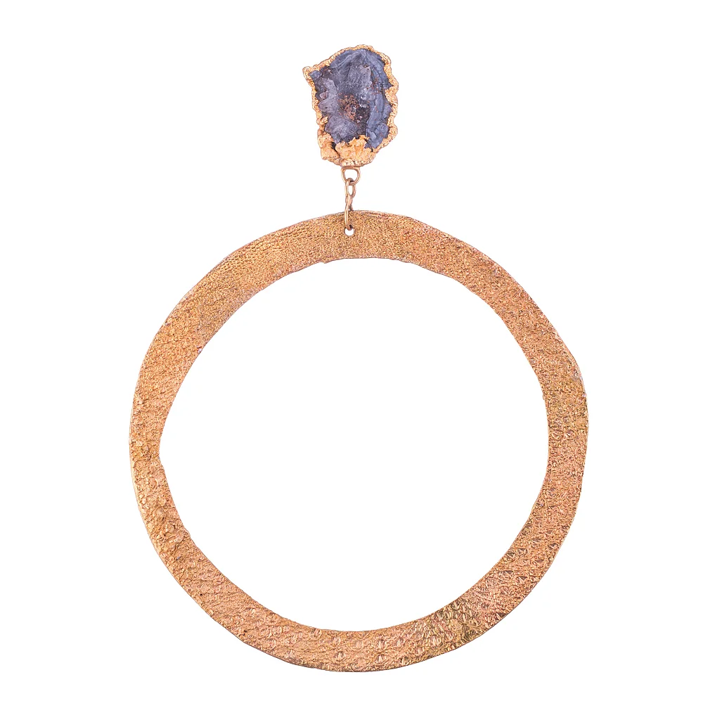 24k Gold-plated Hoop Earrings with Chalcedony