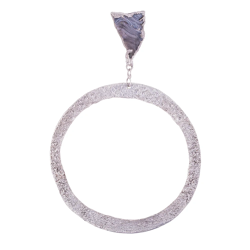 Silver-plated Hoop Earrings with Chalcedony