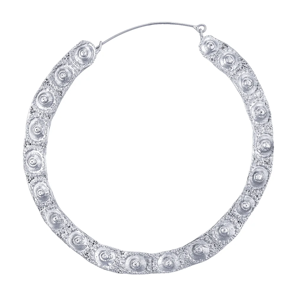 Silver-plated Hoop Earrings with Sea Urchin Print