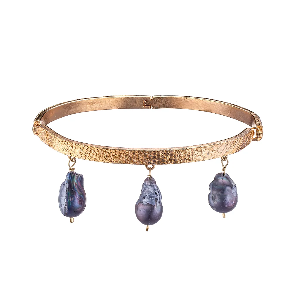 24k Gold-plated Black Pearls Choker