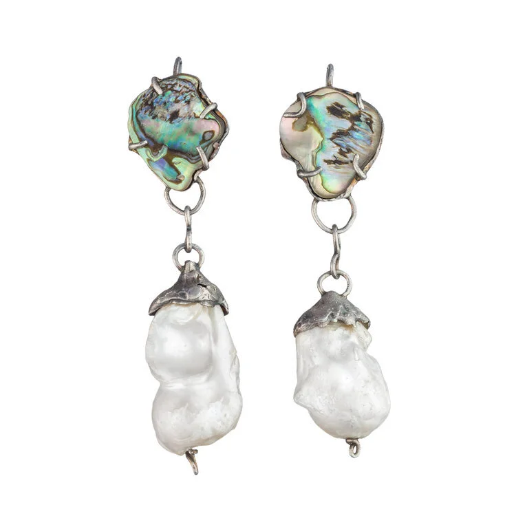 Silver Pearl and Nacre Earrings
