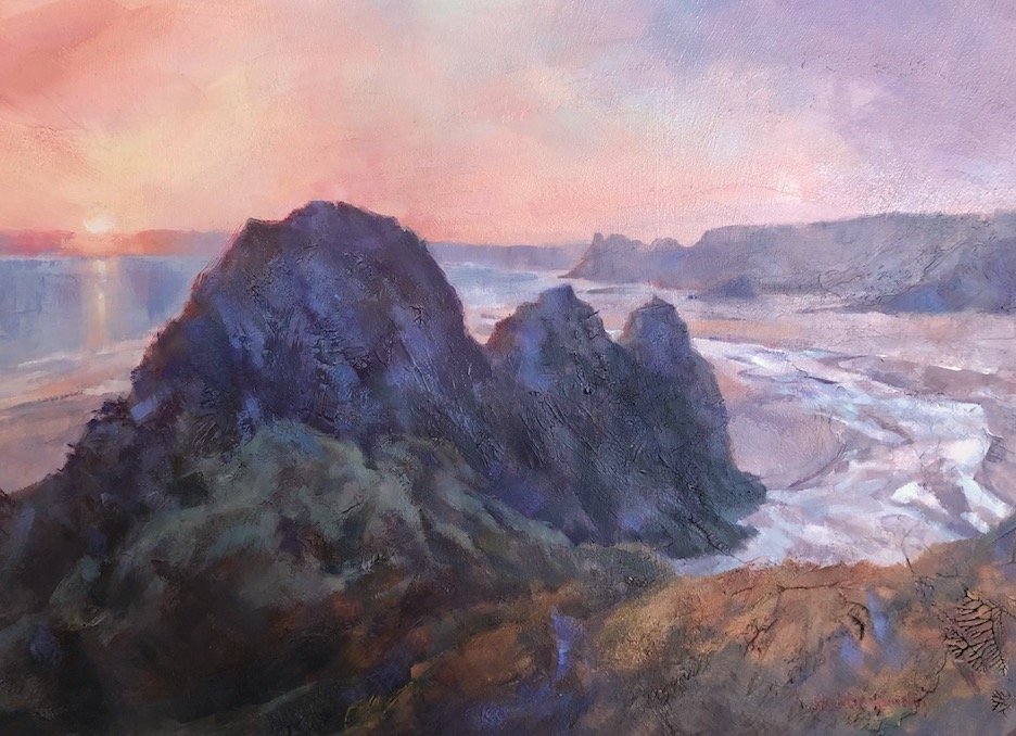 Three Cliffs at Sunset