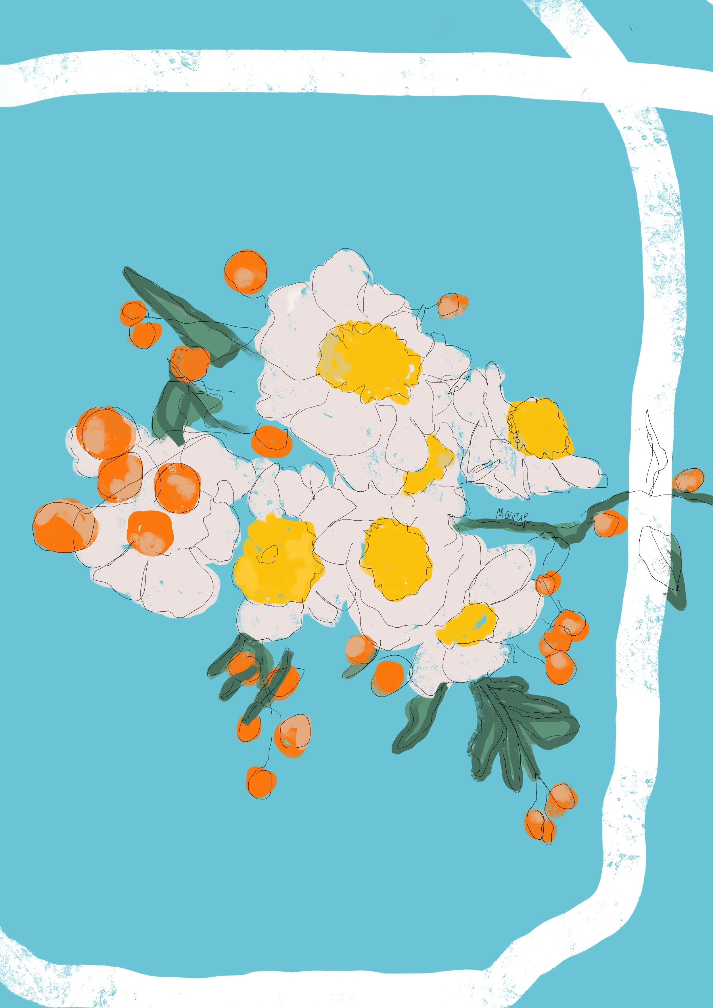 Blue Flowers Not In A Vase 16x24" 