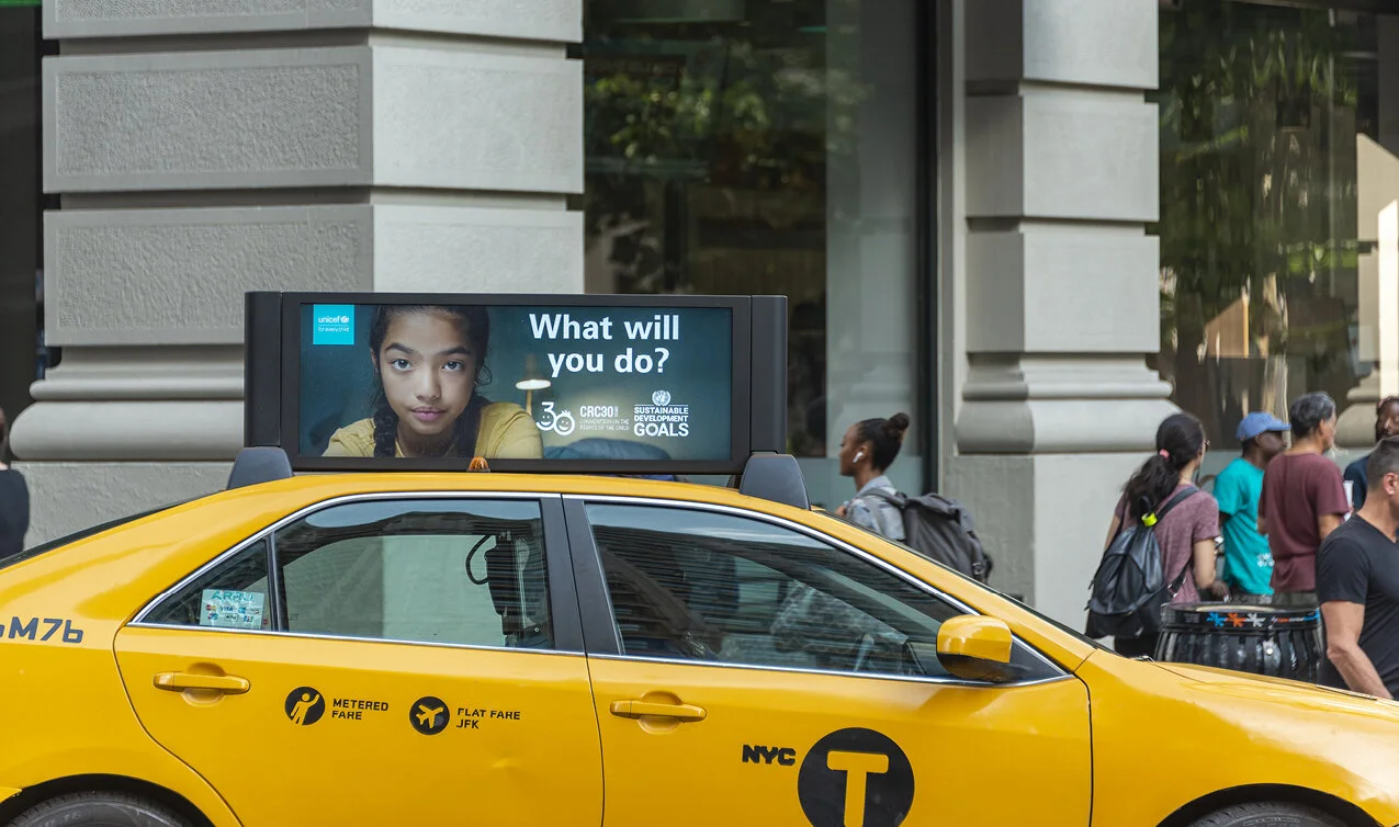On 23 September 2019 on the streets of New York, UNICEF ran out-of-home advertising during the 74th session of the United Nations General Assembly.