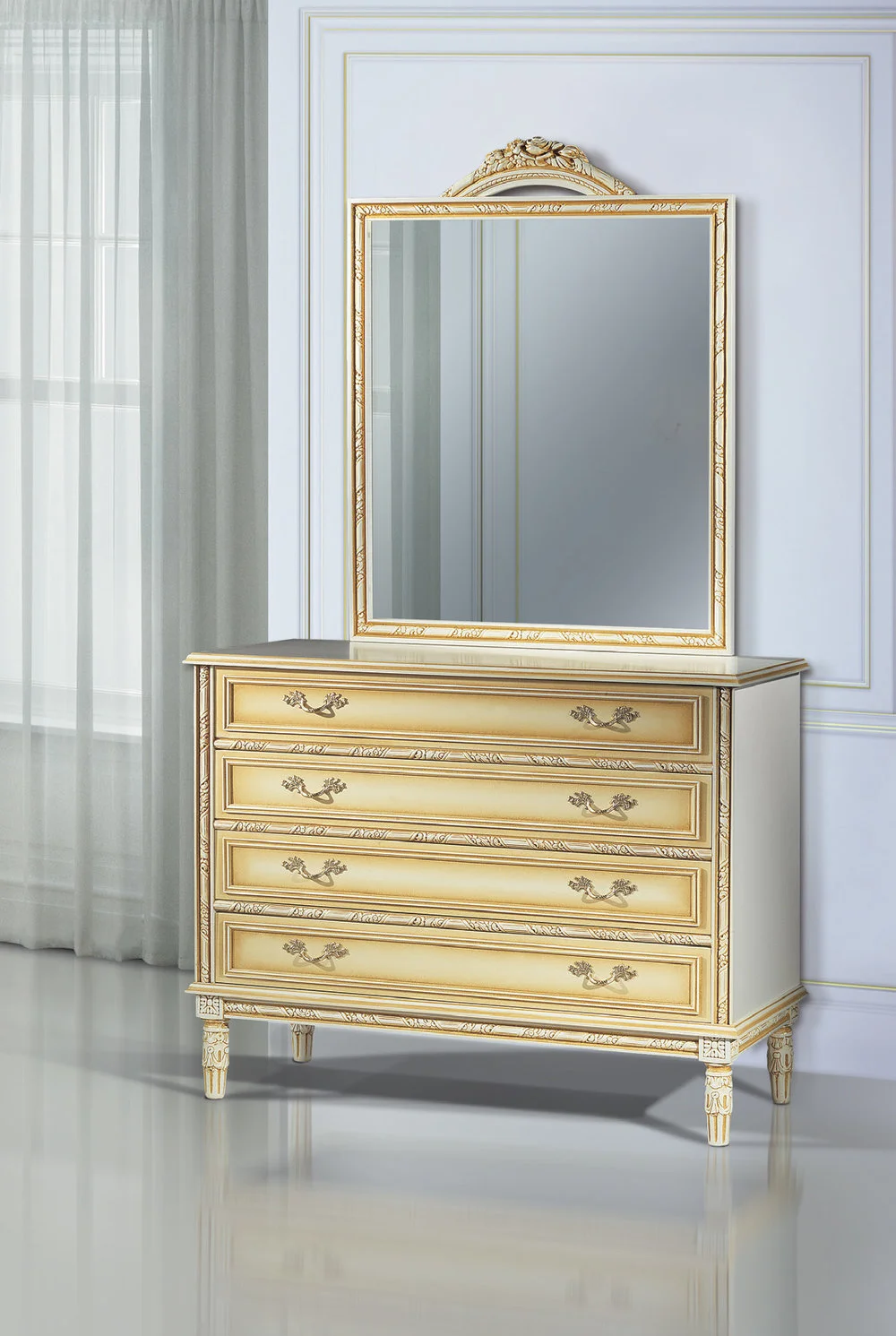 Victorian-style mirror and dreser