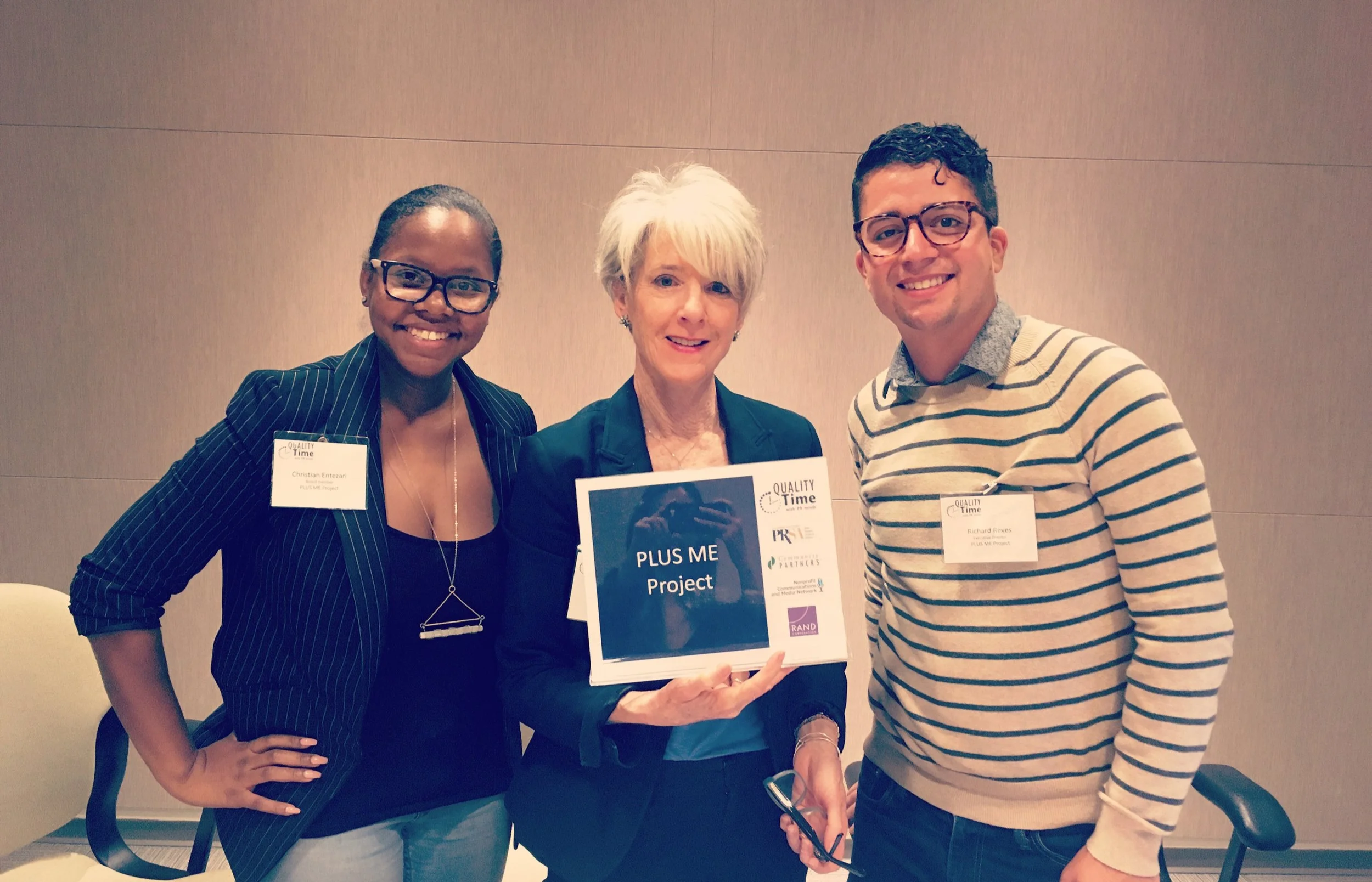 Board Members, Christian Entezari and Beth Bythrow, at a Quality Time PR Consulting event with Executive Director, Richard Reyes