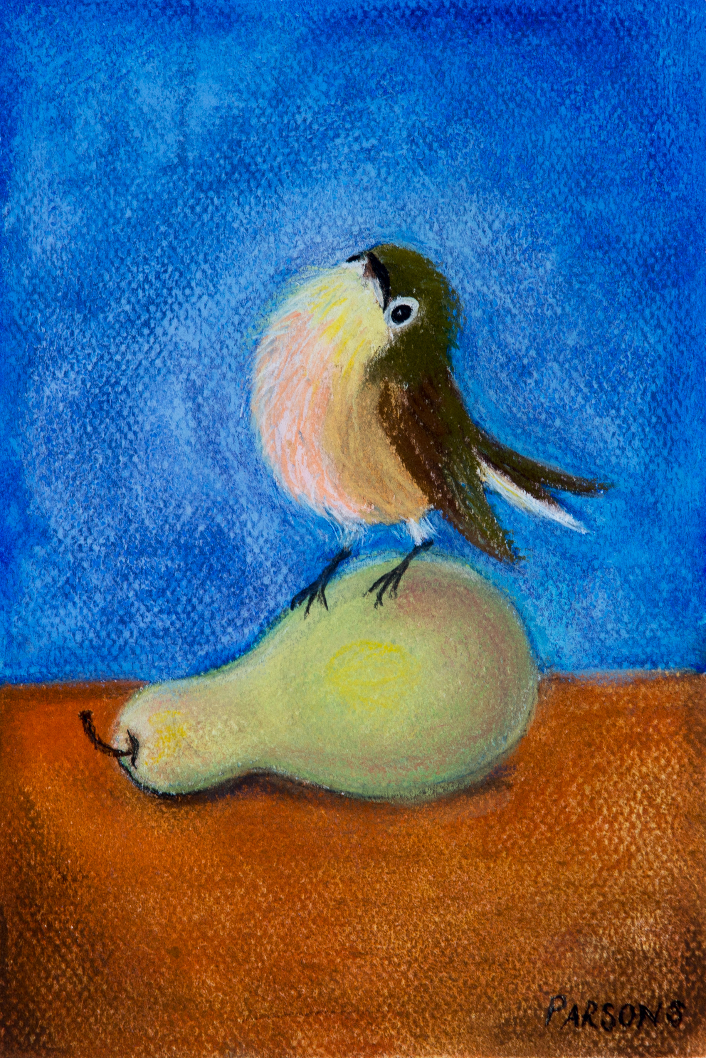 Chickadee with Pear
