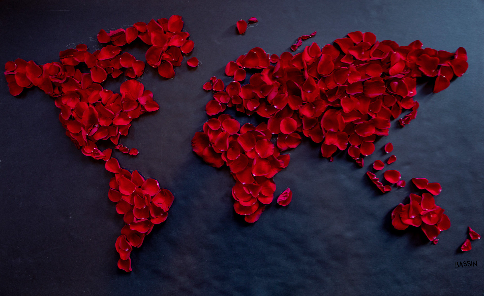 Feeling Passionate Rose Petal World Map