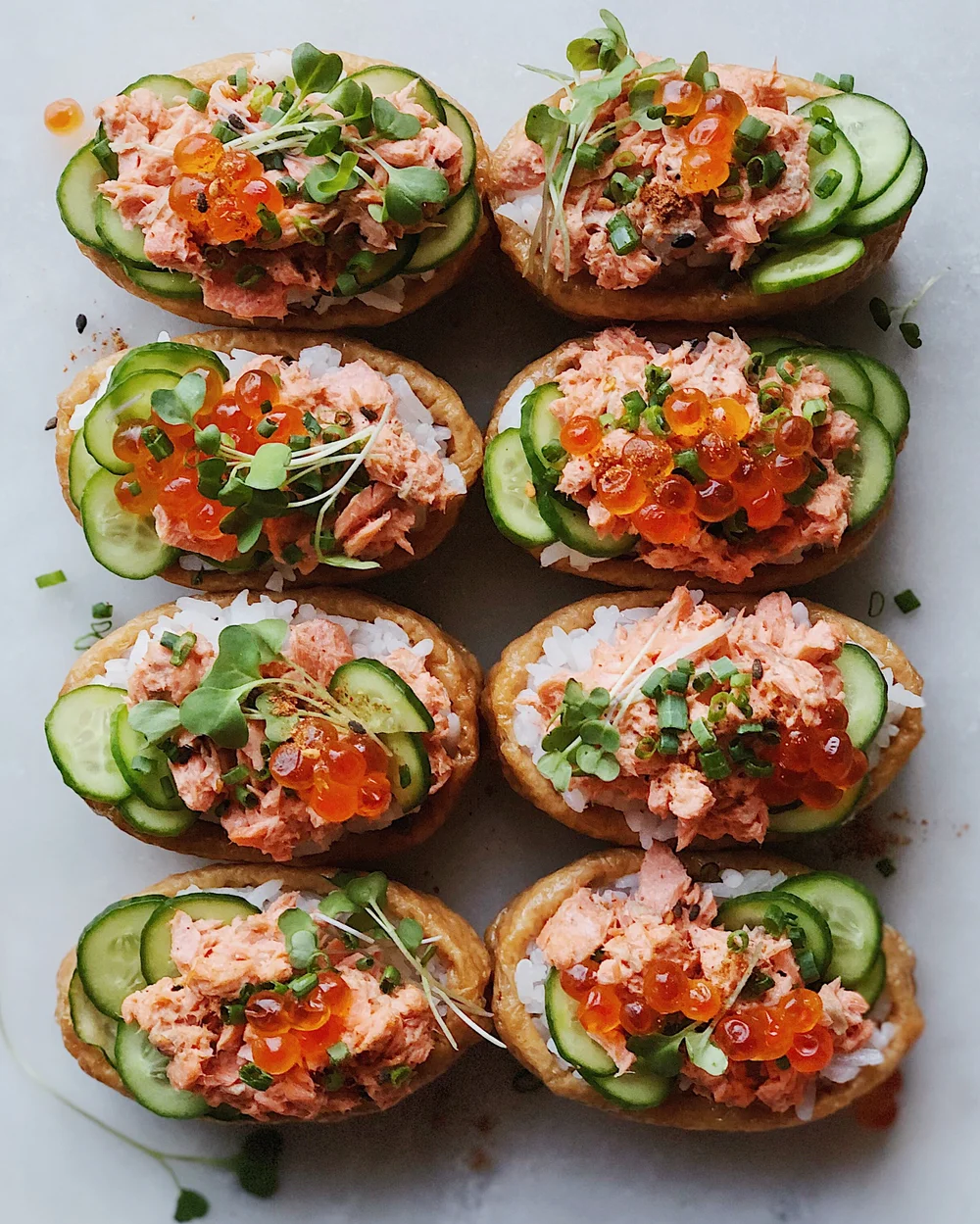 Recipe Poached Salmon Inari Sushi — Lily Morello