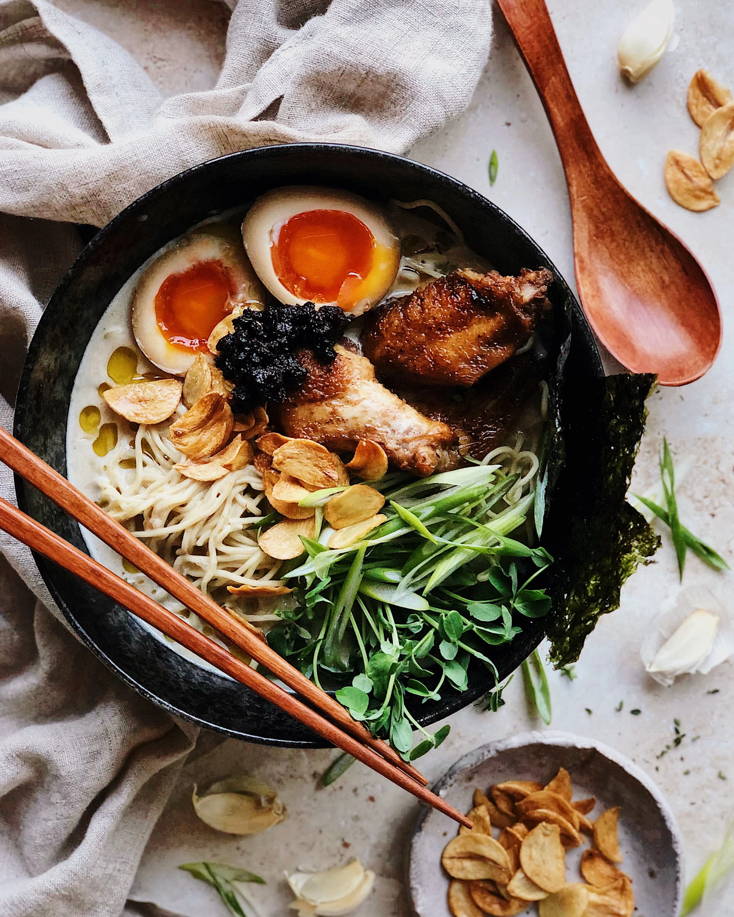Chicken Ramen with 40++ Cloves of Garlic 
