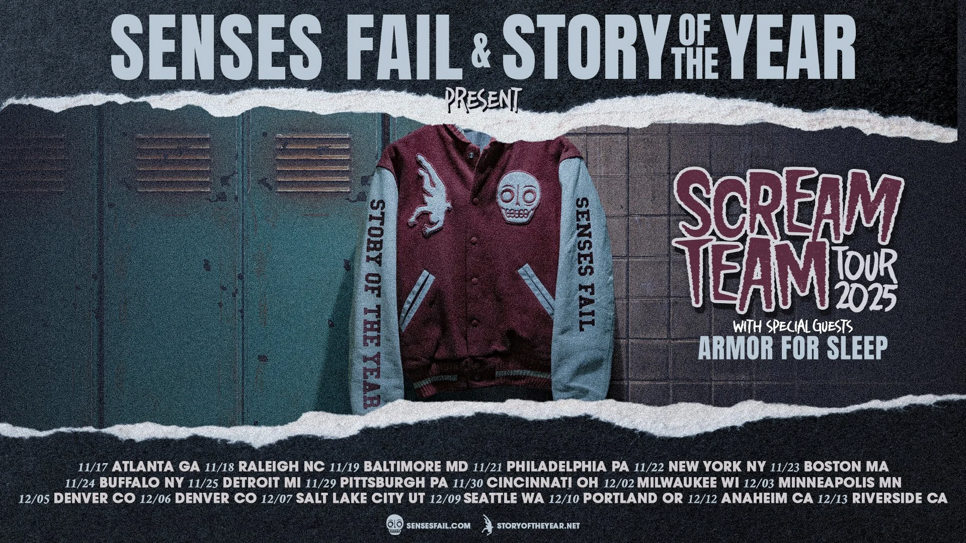 Story Of The Year + Senses Fail  Co-Headlining&nbsp; "Scream Team Tour”&nbsp;&nbsp;Together