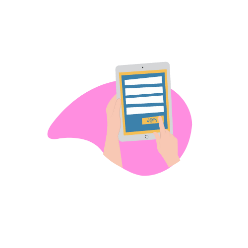 Device with membership registration on screen. Symbolising the connection between subscriptions and the online membership terms and condition template we have available to purchase.