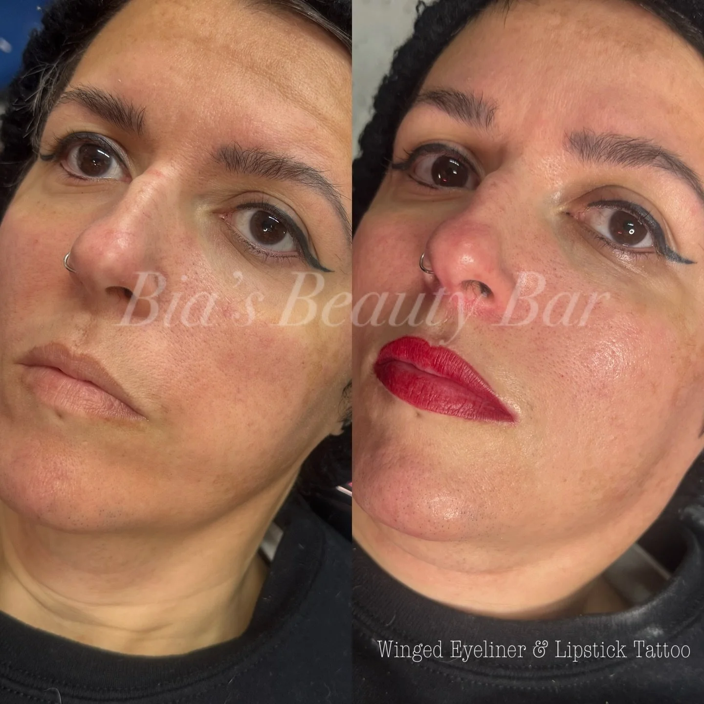 Products used:
EYELINER: @lipigments ONYX (in their Aqua line) 
LIPS: @permablend_pigments CRANBERRY (in their LUXE line)
🖤
🖤
🖤

Results immediately after first session☆ eyeliner was originally done elsewhere. I did a correction/touch up and added