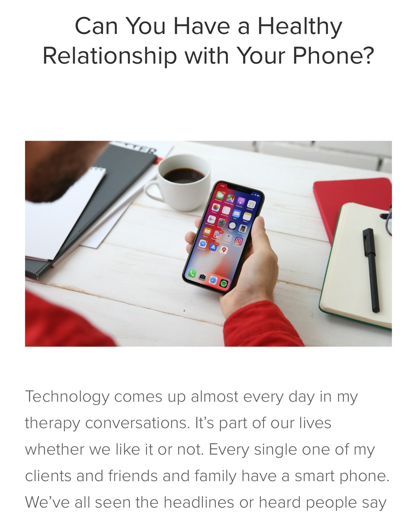 Everyone talks about their phone in therapy. It&rsquo;s inevitable! So much of our lives go through this little device and it&rsquo;s important to understand how it affects us and how to manage it. Link in bio for my tips and curated resources✨