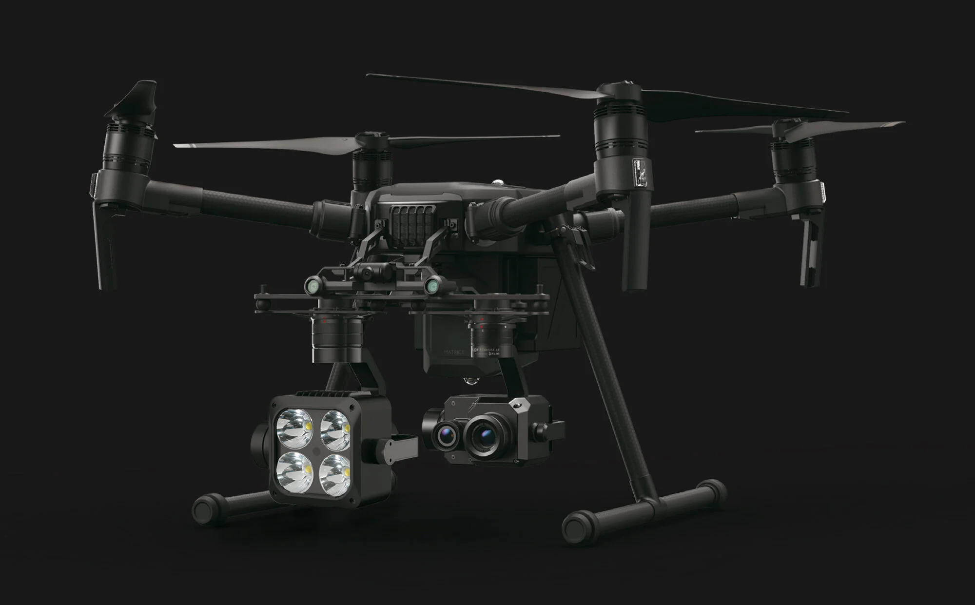 The Wingsland Z15 Gimbal Spotlight mounted to the Matrice