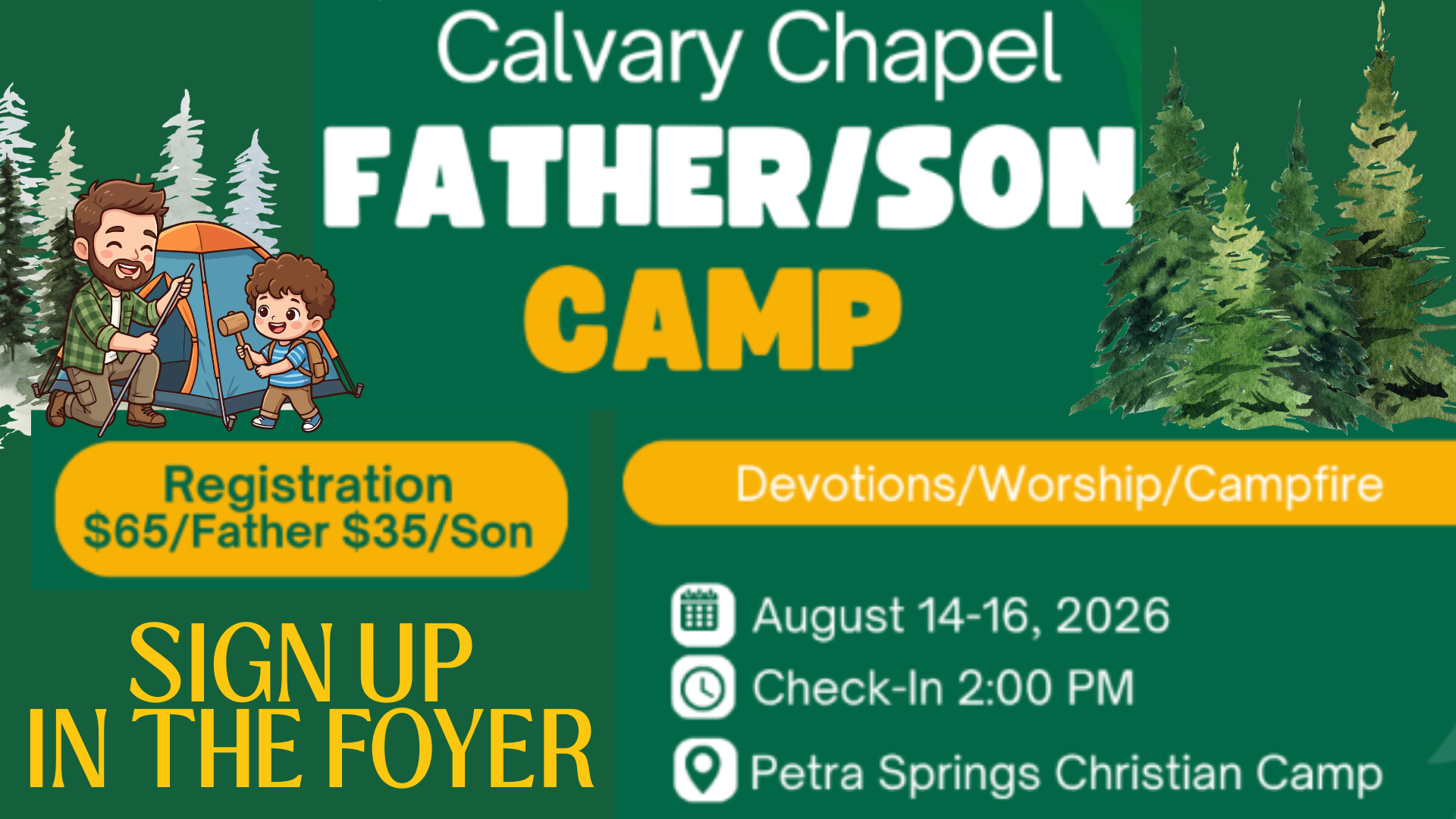 Father/Son Retreat - w/ CC Petra Springs