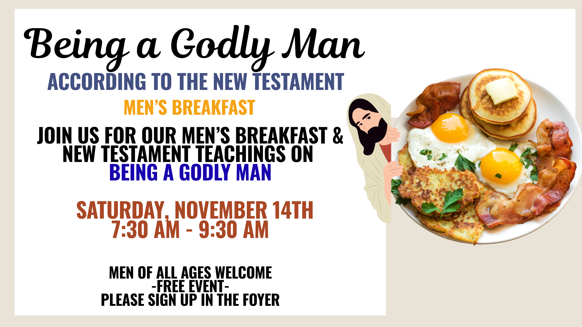 Men's Breakfast - Being a Godly Man according to the New Testament