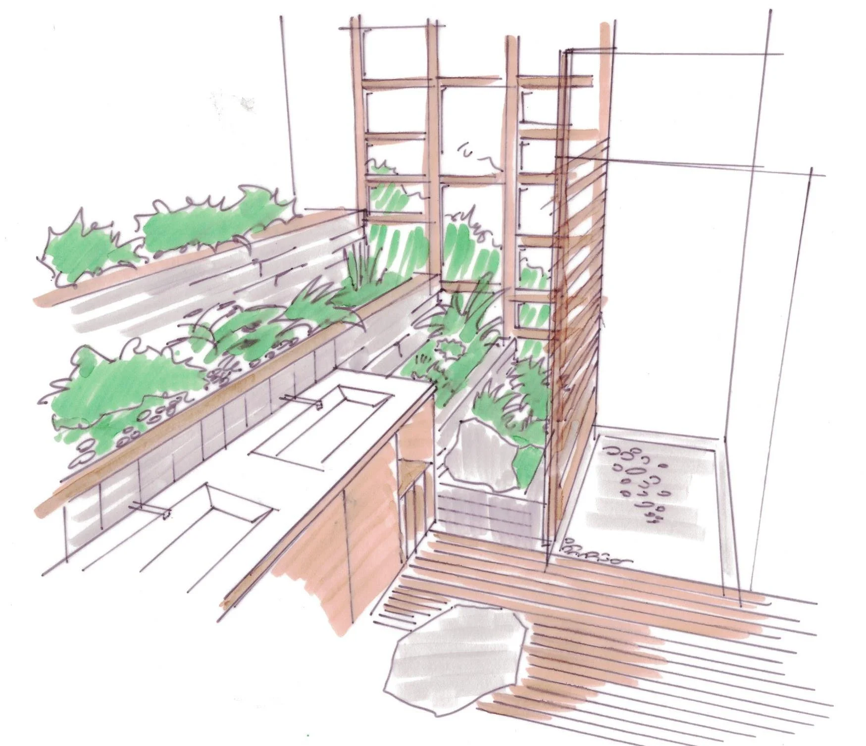 Indoor plantings connect the interior of this home to natural spaces outside.