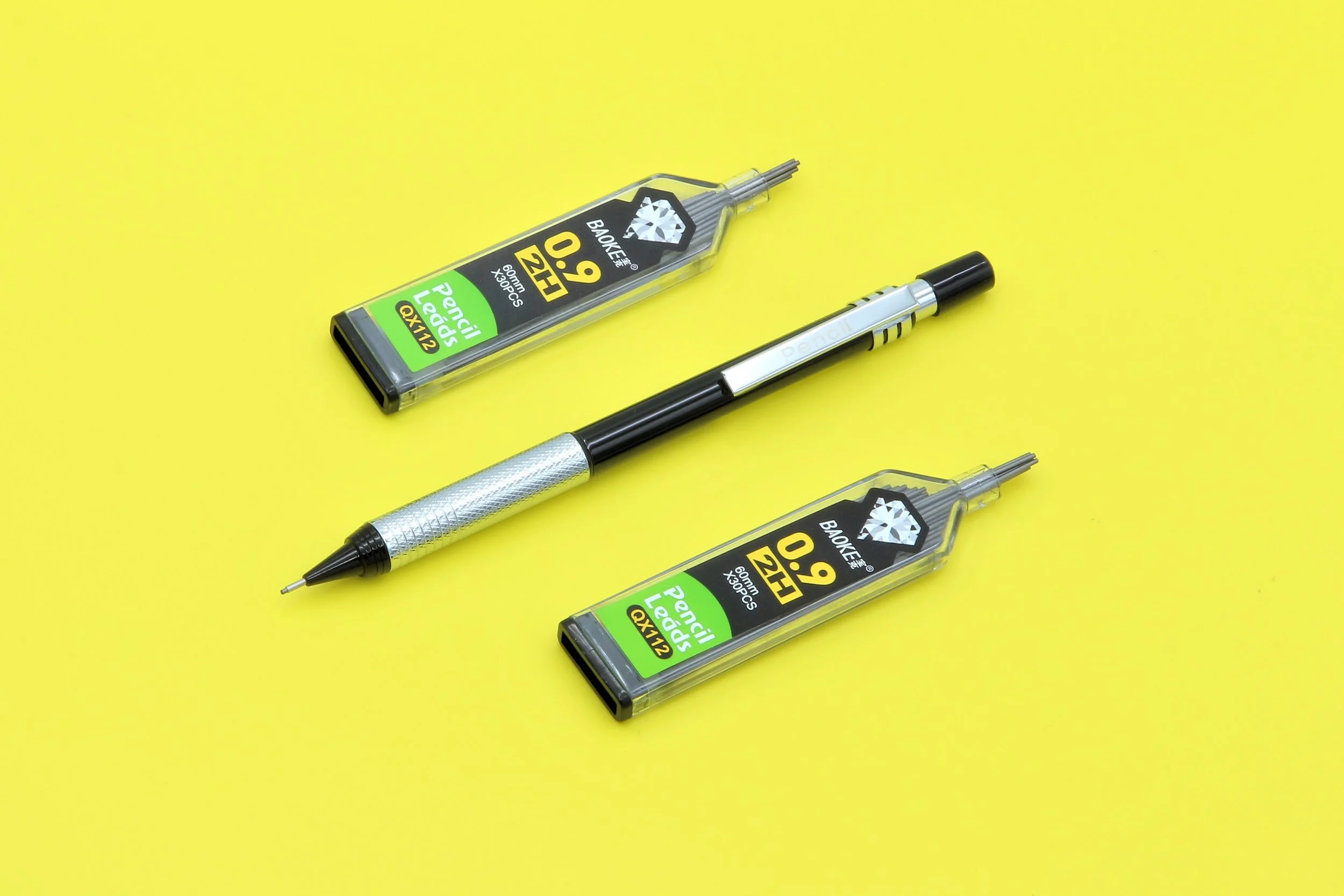 0.9mm 2H mechanical pencil, 2mm 4H clutch pencills and lead refills