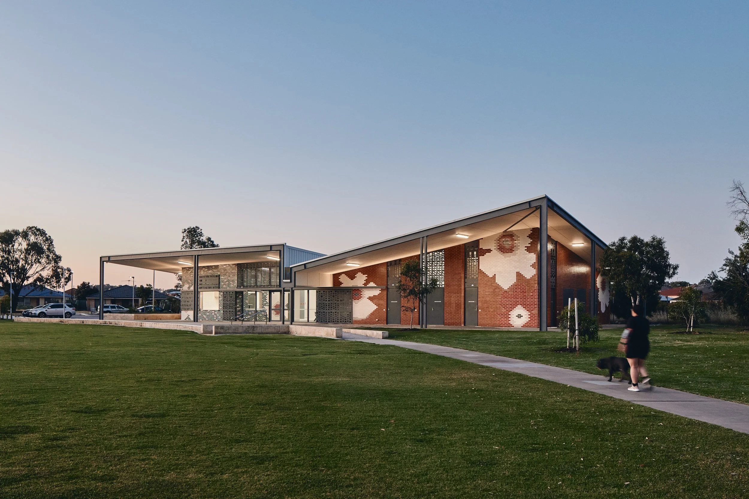 Dalvik park Sports Pavilion from the oval. Photo Peter Bennetts