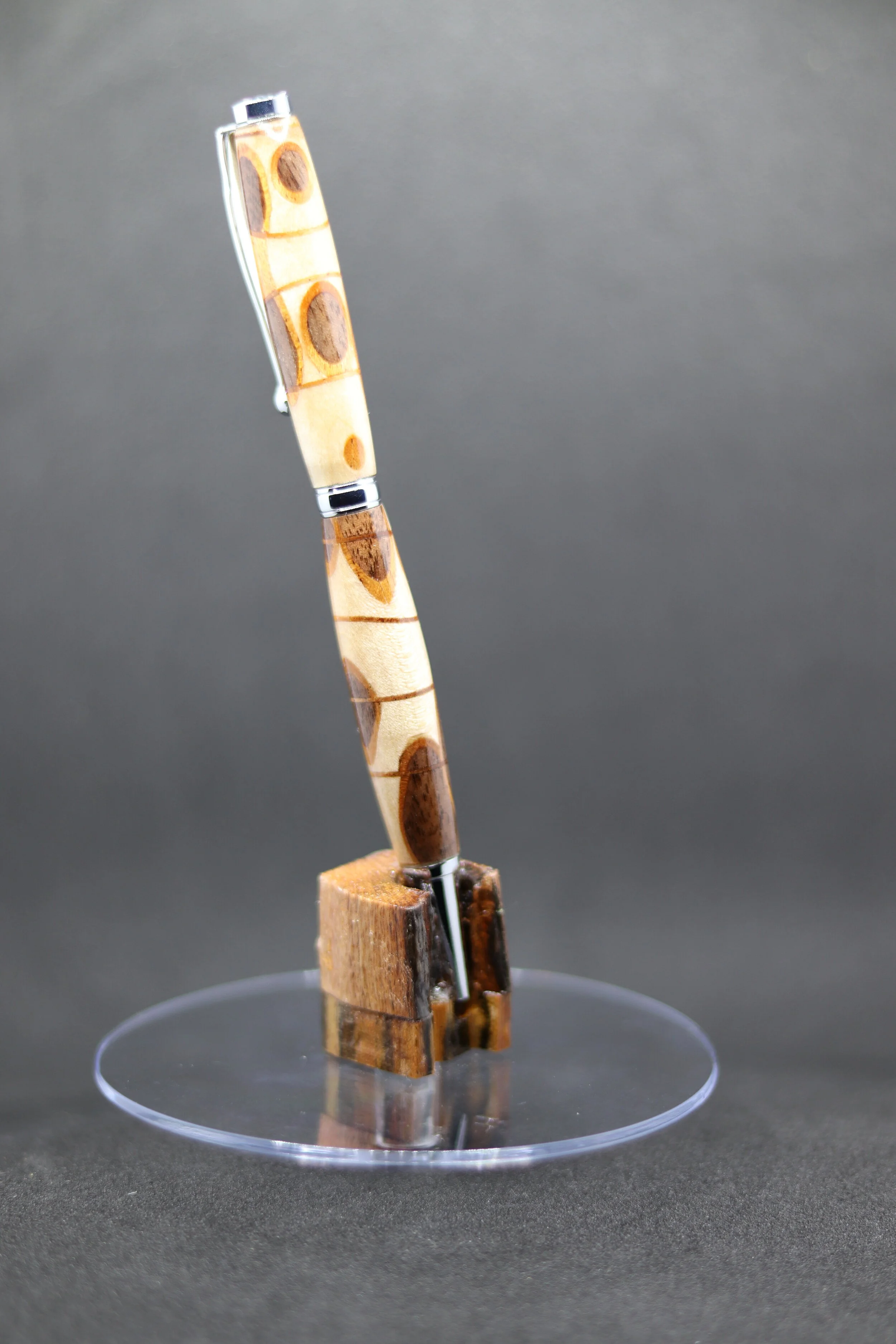 Chaos Giraffe with white oak, walnut and cherry veneers.