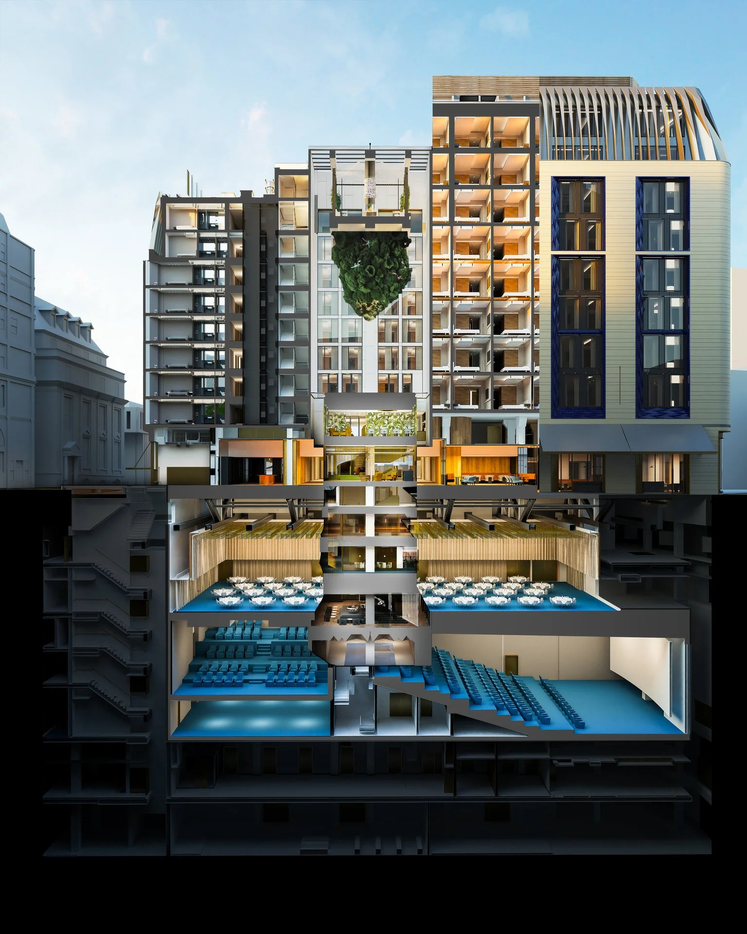  Concept for the hanging atrium gardens 