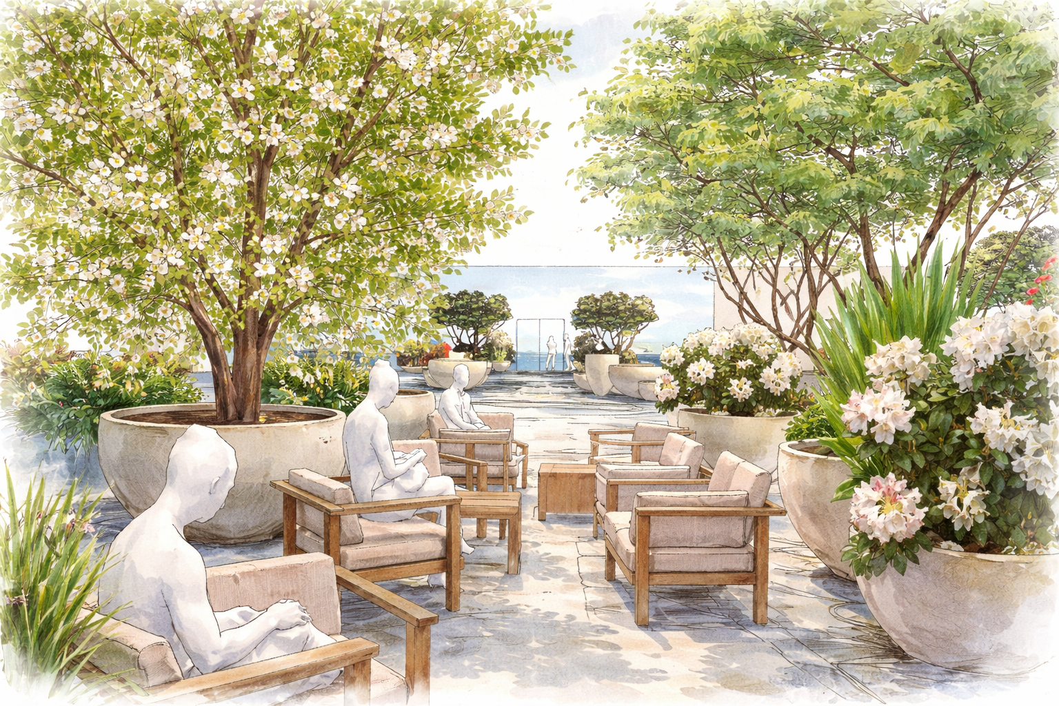  The original sketch for the new public courtyard within the heart of The Whiteley, London    