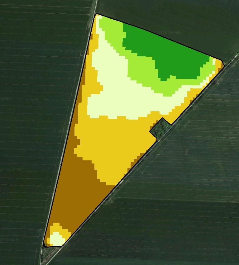 Potențialul productiv al parcelei obținut prin imagini satelitare