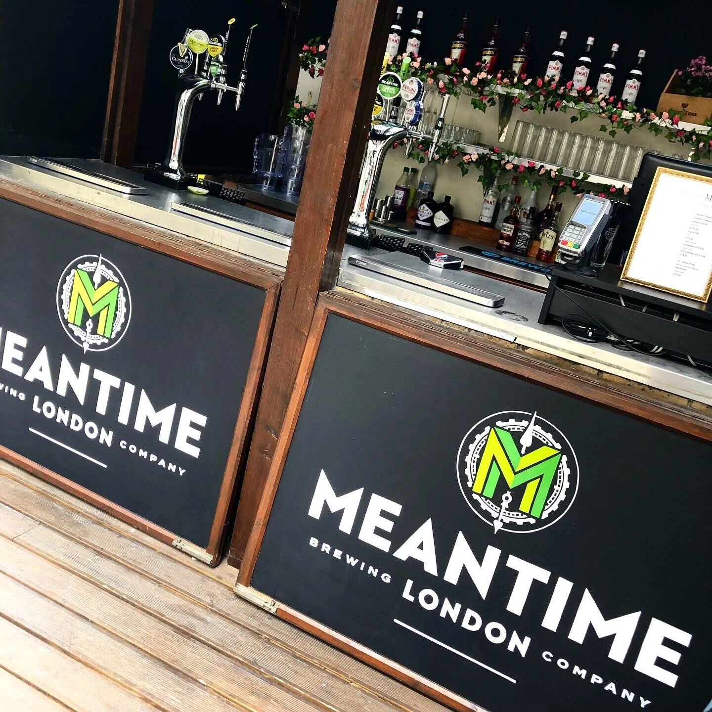 Commissioned project. Hand painted Meantime artwork in pub beer garden