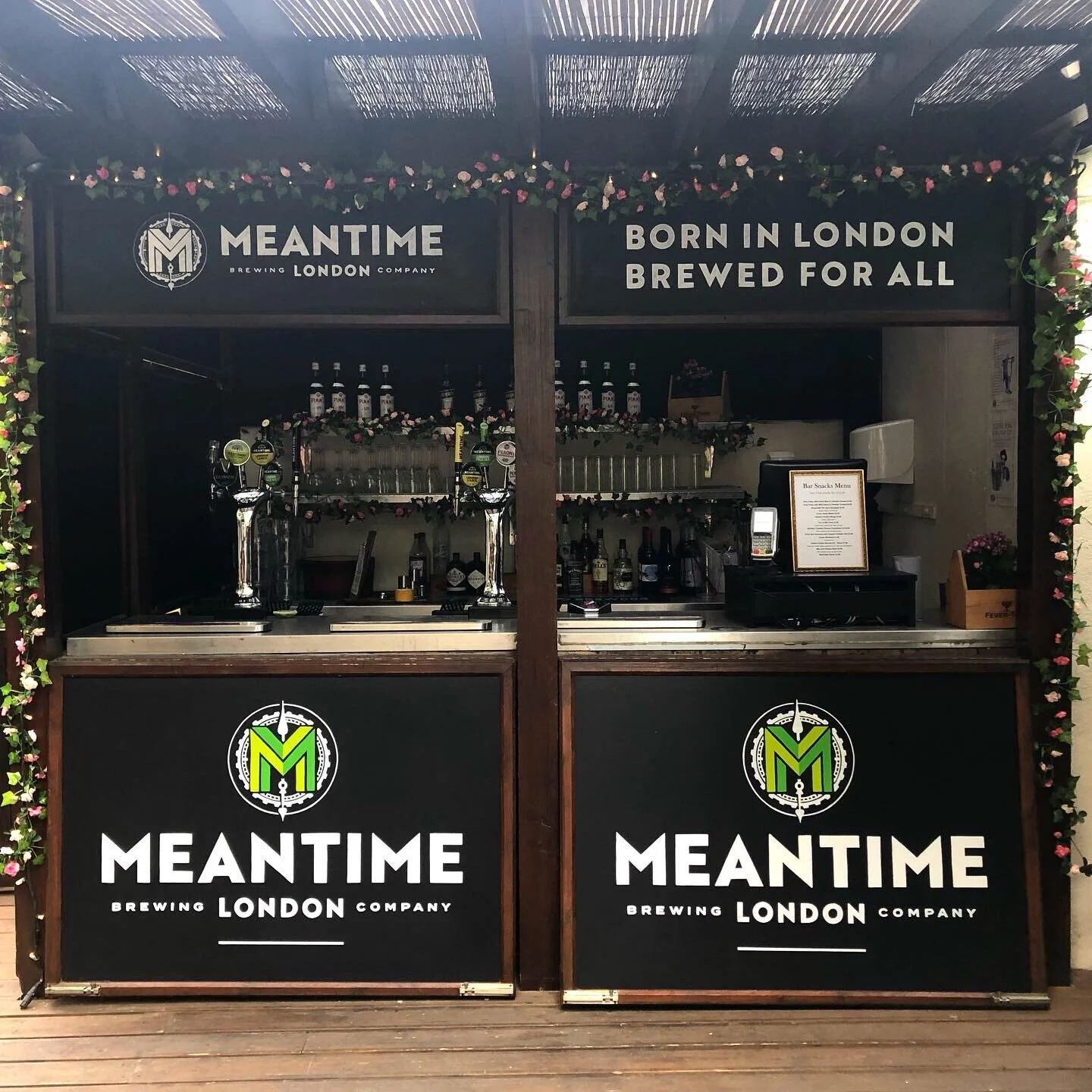 Commissioned project. Hand painted Meantime artwork in pub beer garden