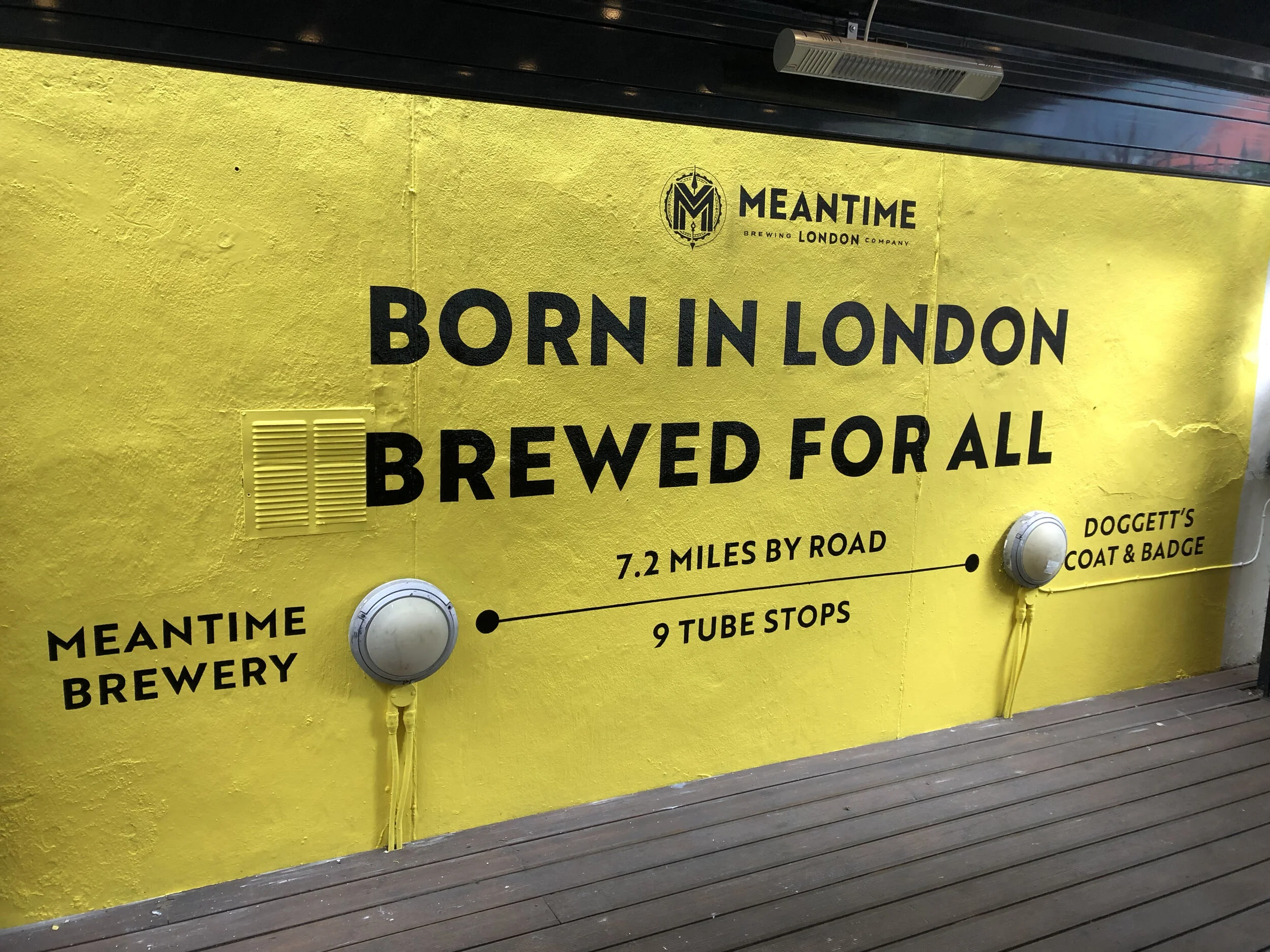 Commissioned project. Hand painted Meantime artwork in pub beer garden