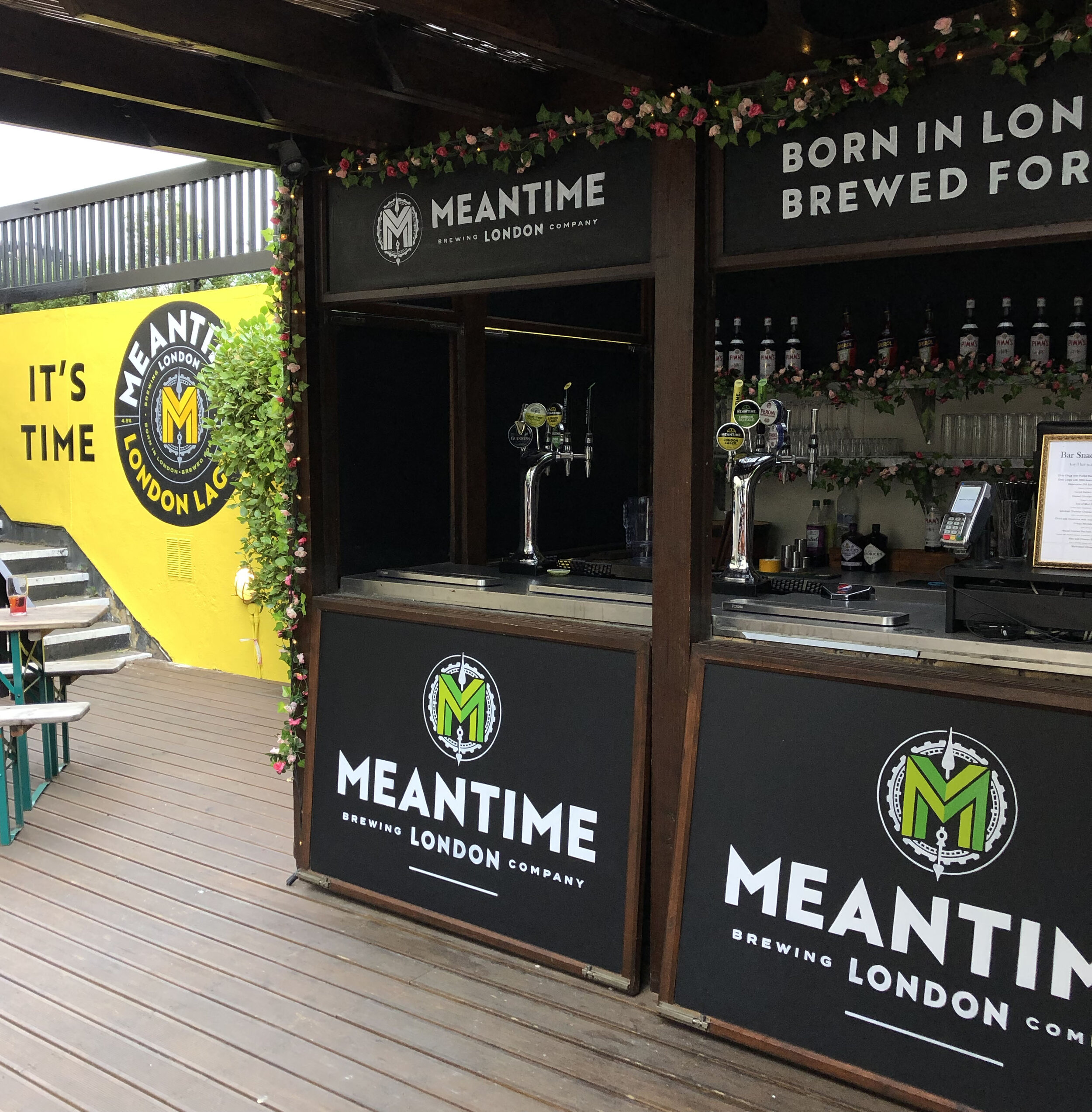 Commissioned project. Hand painted Meantime artwork in pub beer garden