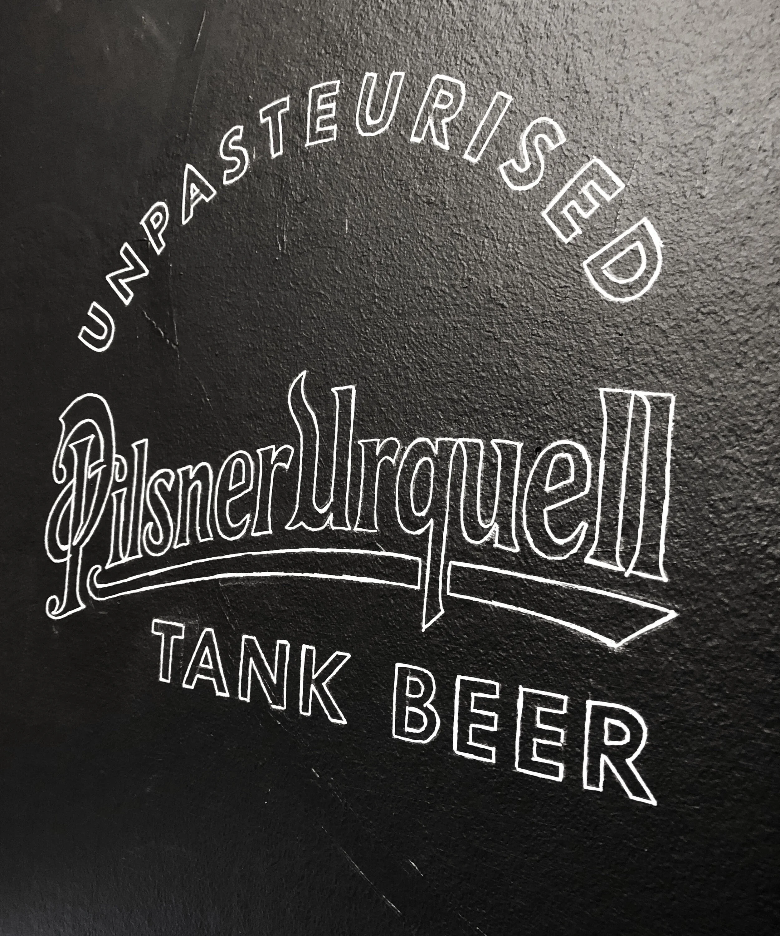 Commissioned work. Hand painted Pilsner Urquell chalkboard infographics and Tank Room graphics