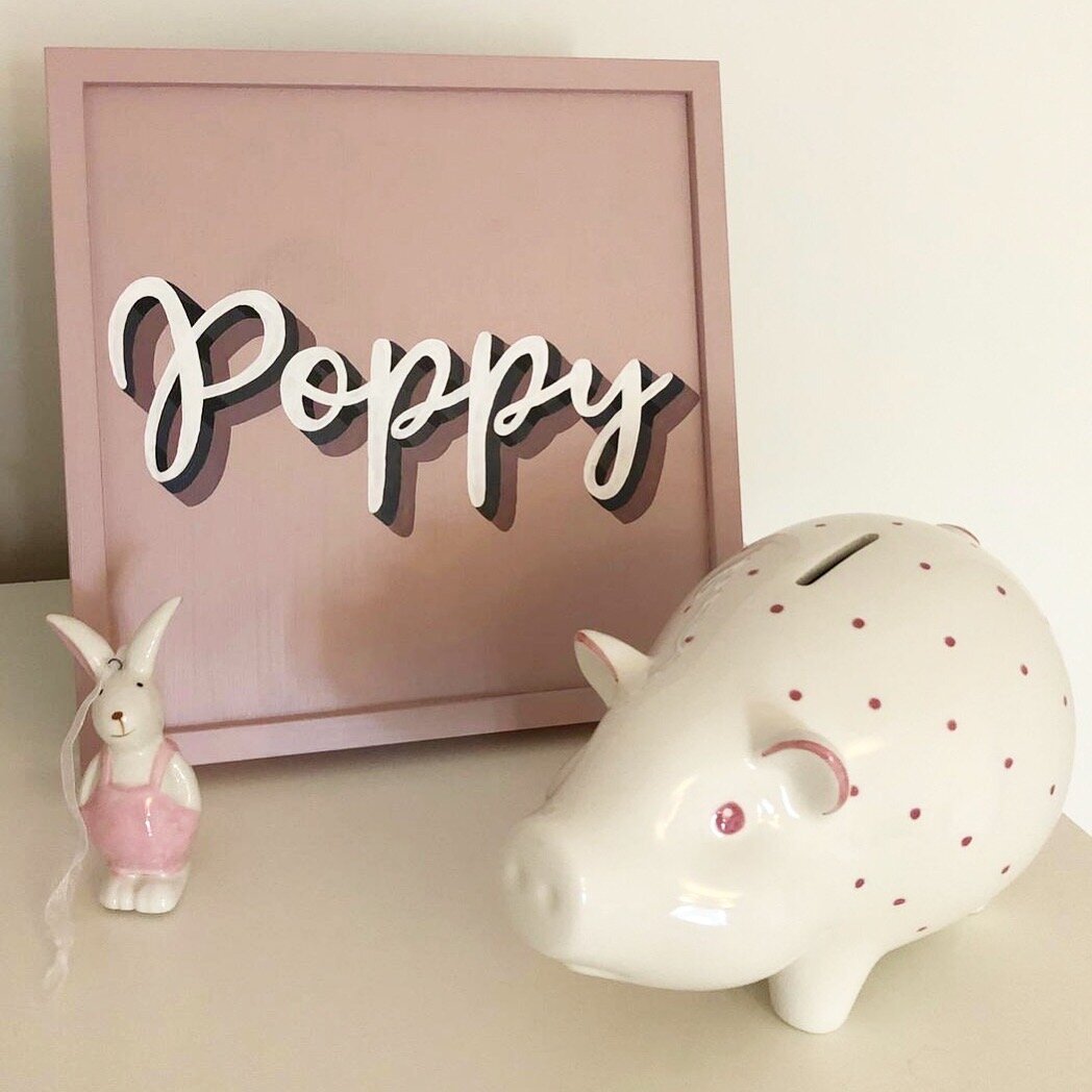 Bespoke commissions of hand painted names. Wall art for children’s bedrooms, gifts and keep sakes.