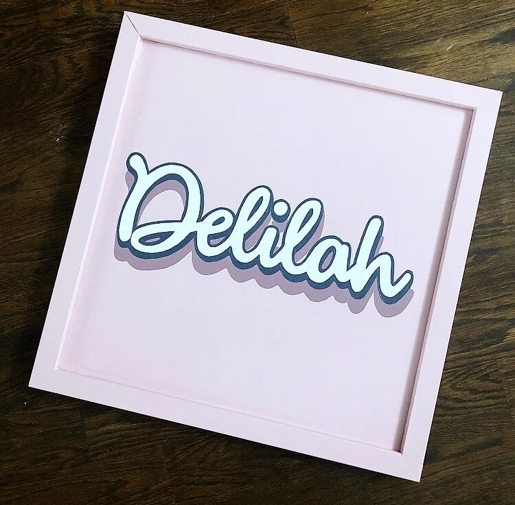 Bespoke commissions of hand painted names. Wall art for children’s bedrooms, gifts and keep sakes.