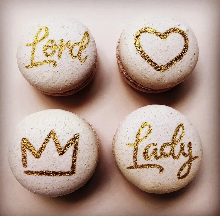 Hand painted wedding macarons 