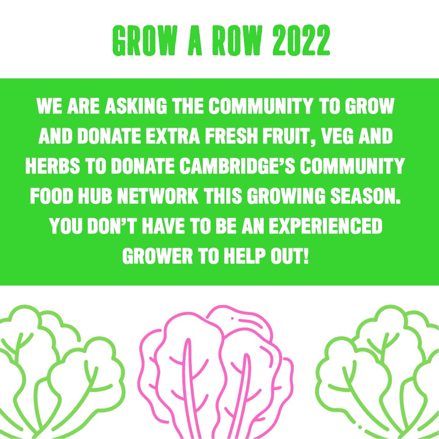 Harvesting your homegrown produce this bank holiday weekend and got some to spare? 

Get involved with our Grow a Row 2022 campaign! Email becca@cambridgesustainablefood.org for more info 🥕🥦🥬🍅🥔🙌