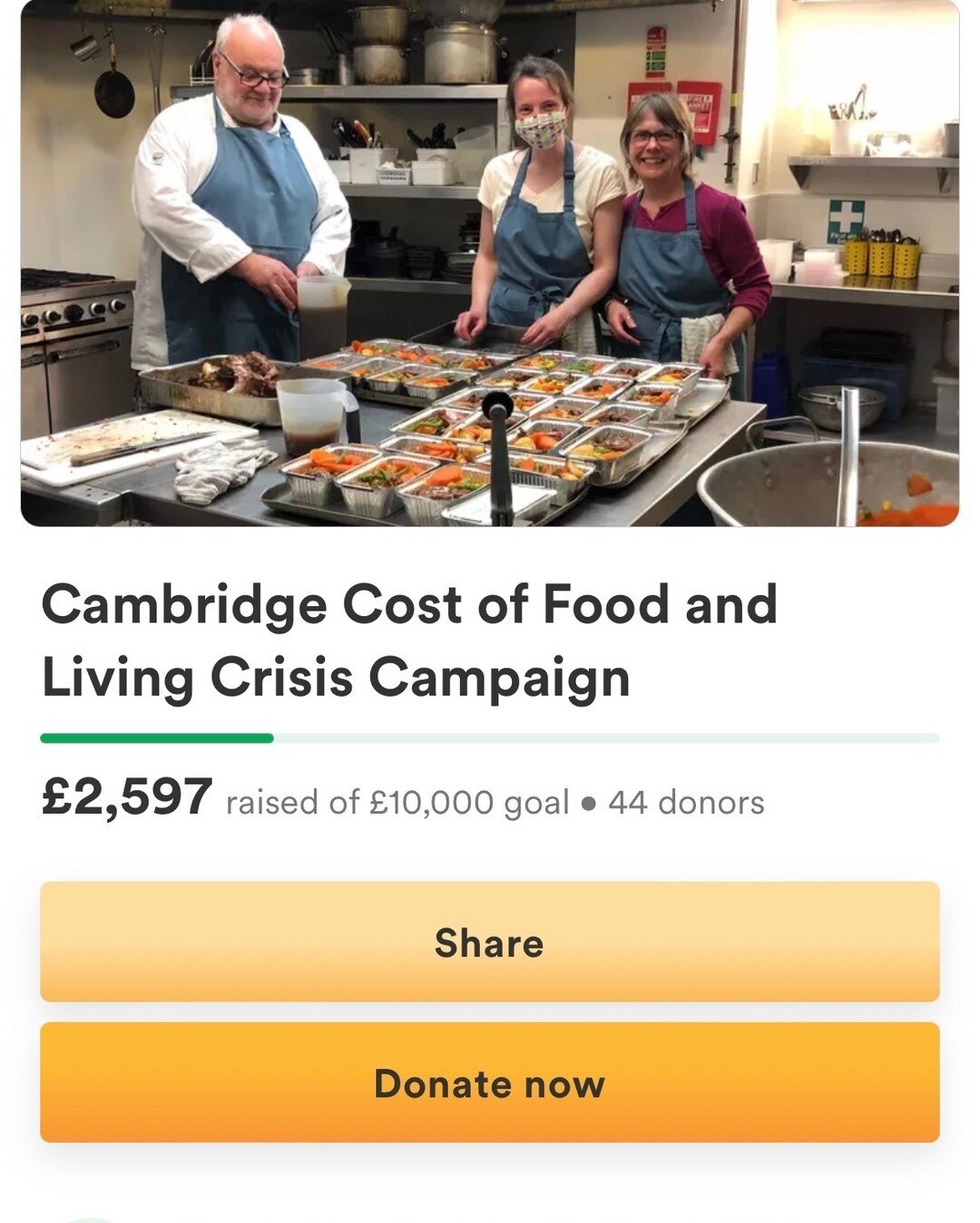 🍴Cambridge Cost of Food and Living Crisis Fund🍴
 
We&rsquo;ve hit &pound;2500!

A heartfelt thank you to everyone who has donated, shared, liked or commented on our fundraiser so far 🙏 ❤️ 👏 This wouldn&rsquo;t have been possible without the suppo