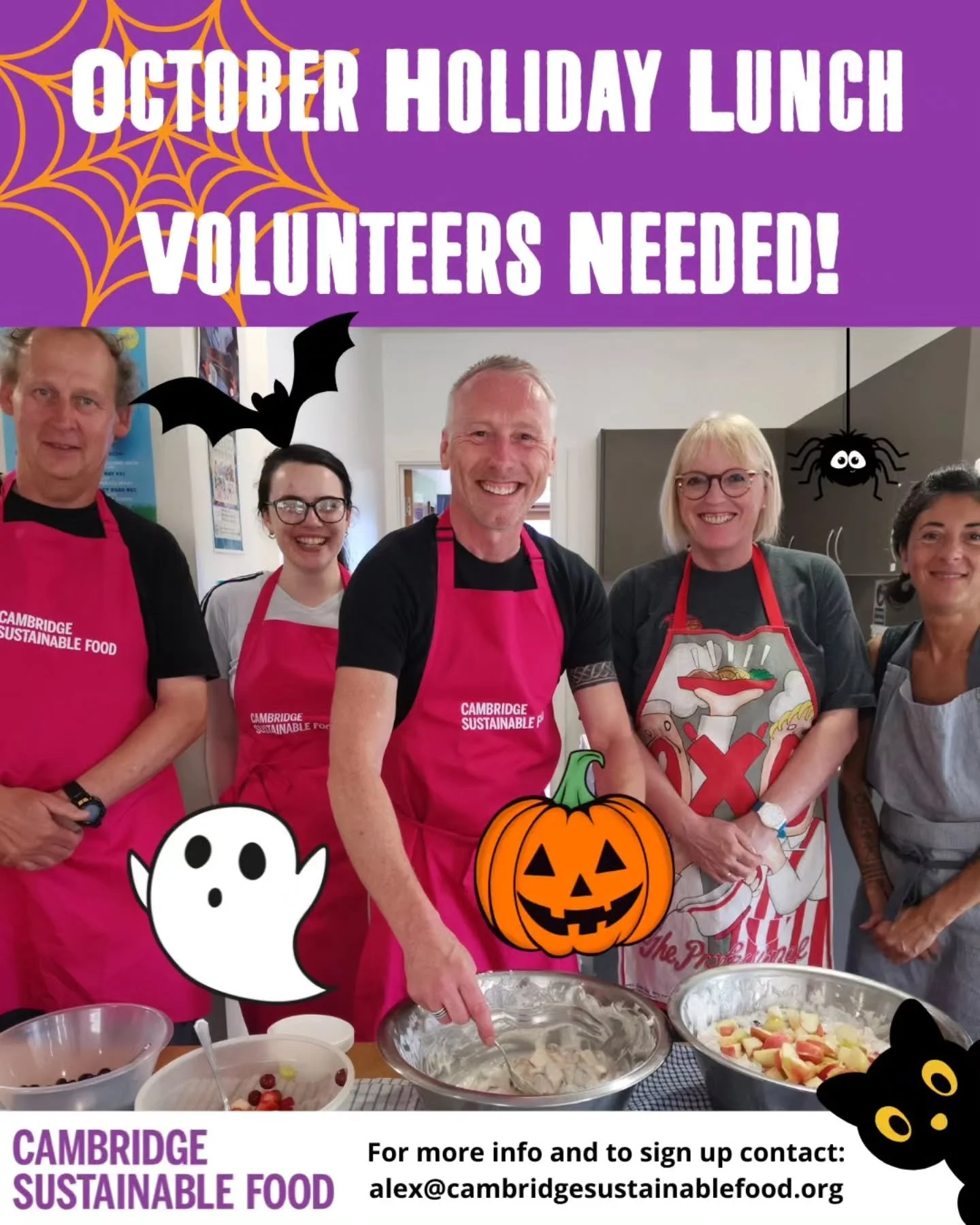Want to help provide free, nourishing lunches for children and families this October half term? Good news! We still have plenty of opportunities available to volunteer at Holiday Lunch events taking place next week! 

🎃 Monday 27th October - volunte