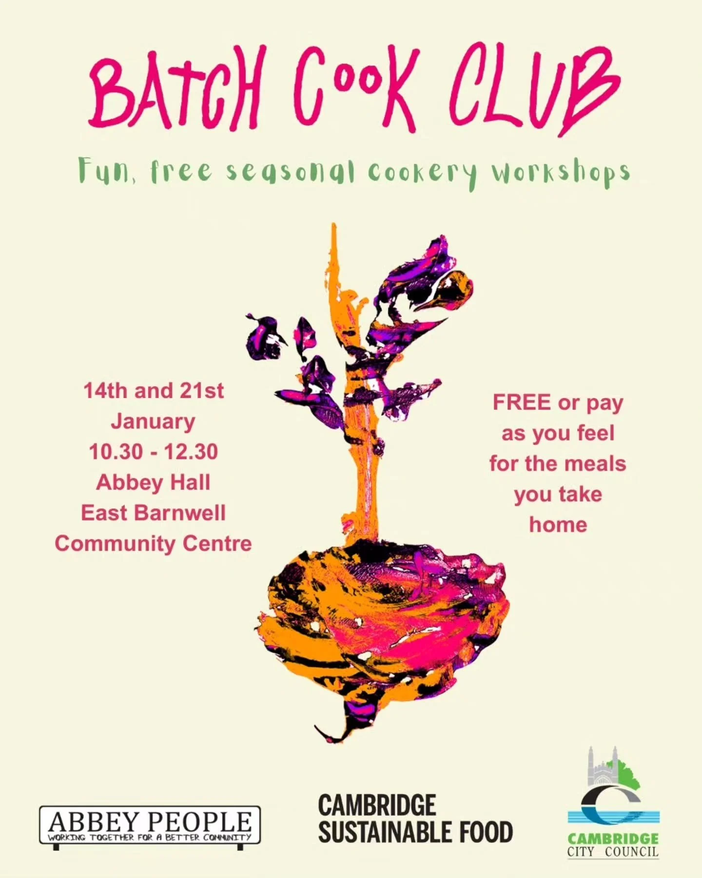 The Abbey Batch Cook Club starts next week!
Join us at East Barnwell Community Centre for our Abbey Batch Cook Club, in partnership with Abbey People and Cambridge City Council 💛

✨️Learn to cook healthy, tasty meals
🥦 Cook 2&ndash;3 seasonal recip