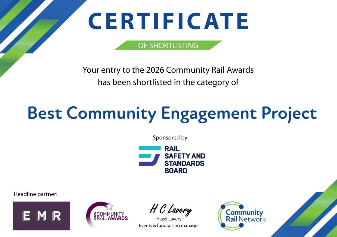 We're thrilled to announce that we've been shortlisted for Best Community Engagement Project in the 2026 #CommunityRail awards for our Travelling Garden project! We took this vibrant garden on a bike to stations across the region, transforming public