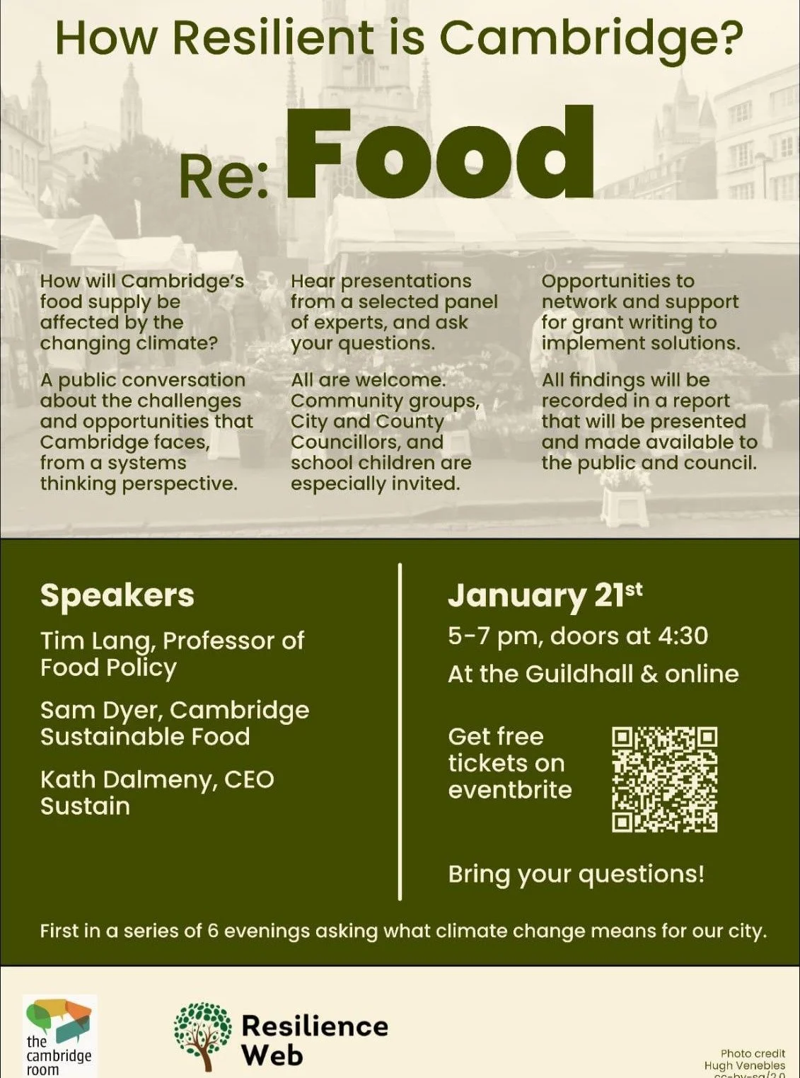 We&rsquo;re delighted to be speaking alongside Tim Lang and Kath Dalmeny at this thought-provoking event next Wednesday. The first in a series of six evenings considering what climate change means for Cambridge, we&rsquo;ll be asking how these change
