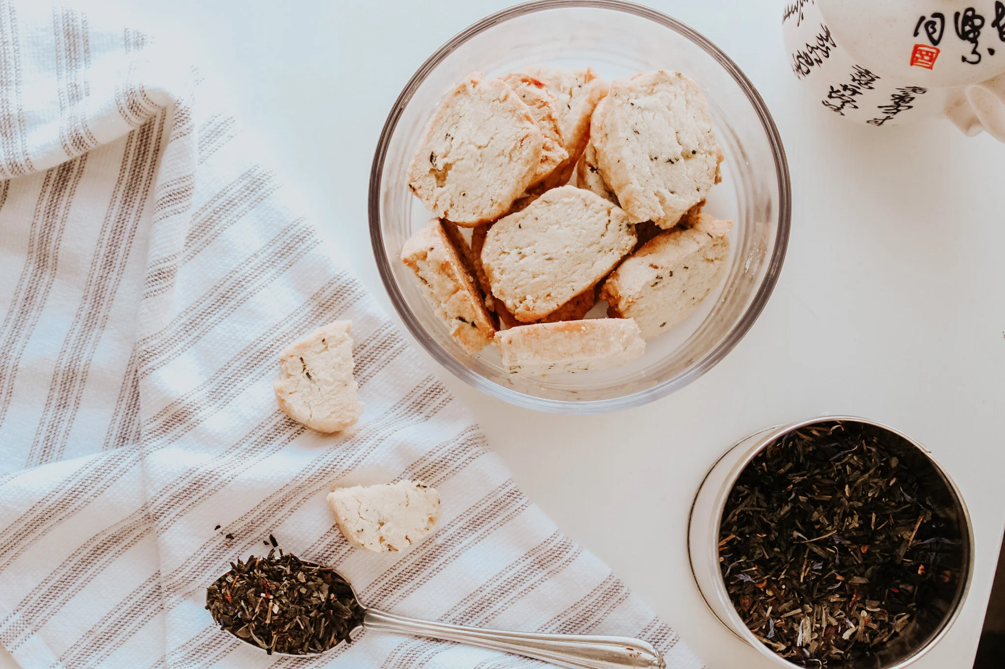 Olive Oil Shortbread Cookies Made with Floral Tea