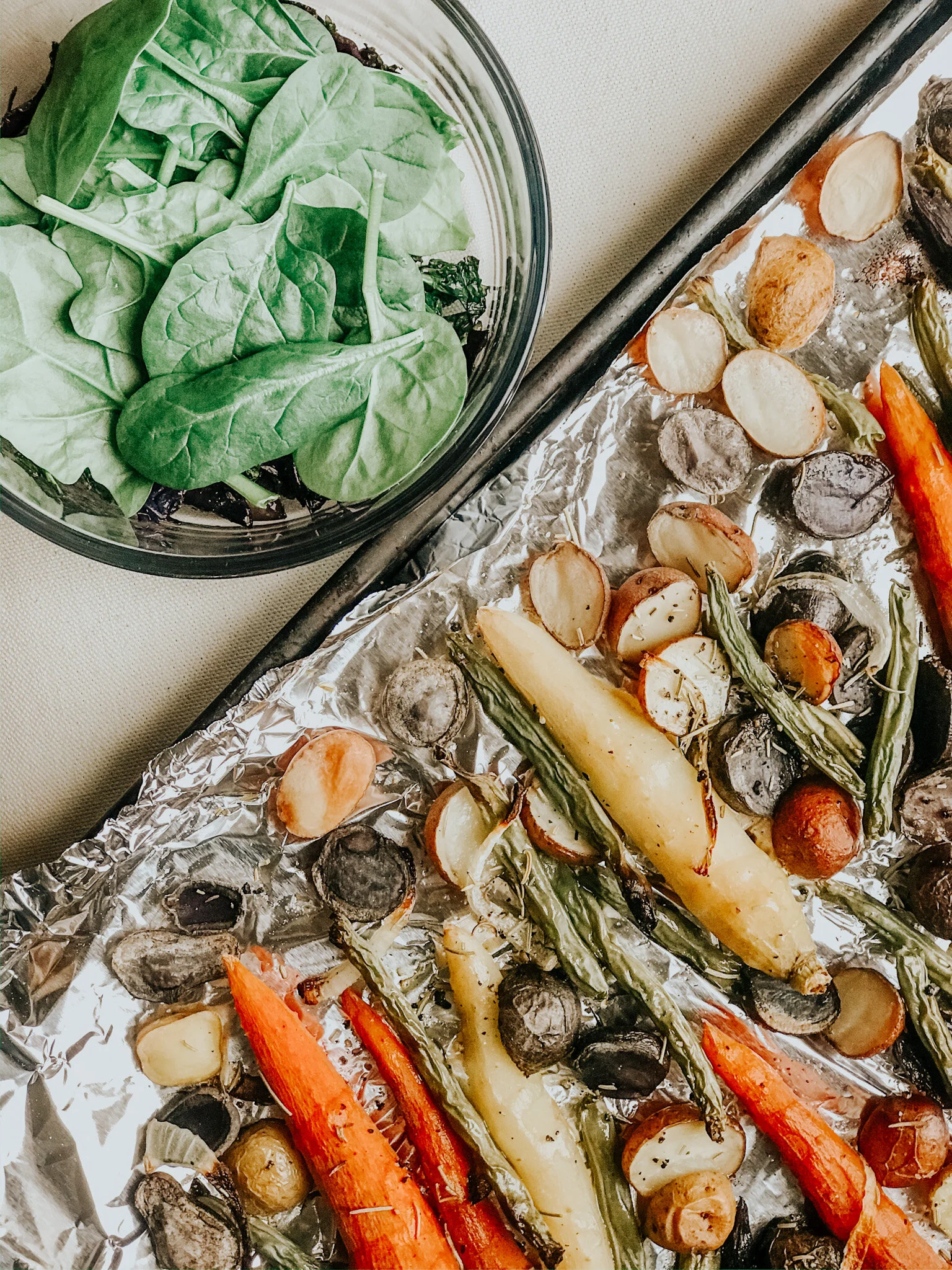 Rosemary Rainbow Roasted Carrots and Potatoes