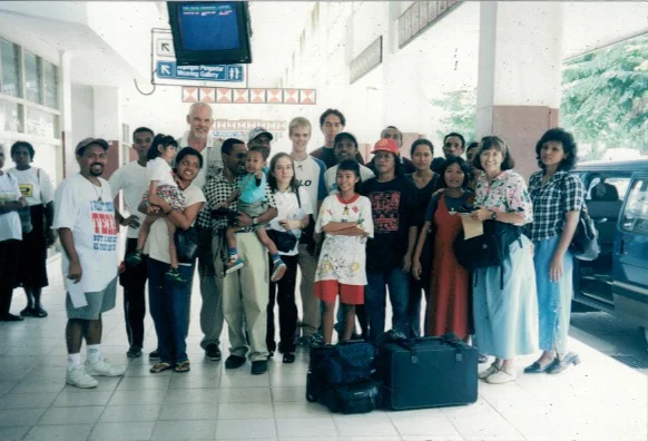 Our students from the school Jeanette and I helped found, along with Papuan friends, gather at the airport to wish us farewell as we leave on furlough. Both Jeanette and I taught courses to prepare them to transition to Western institutions.