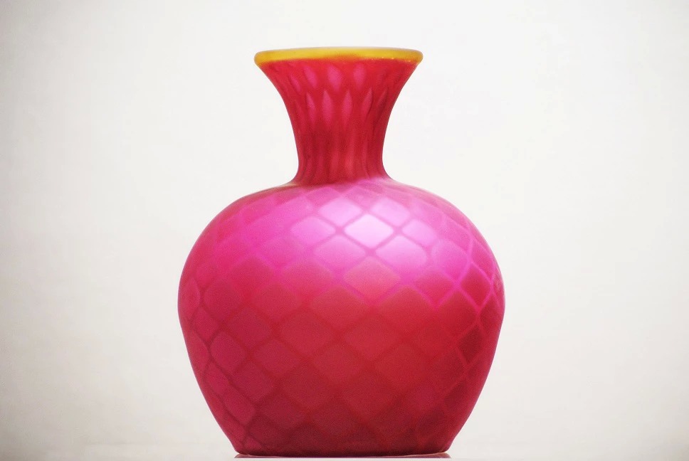 Raspberry glass vase