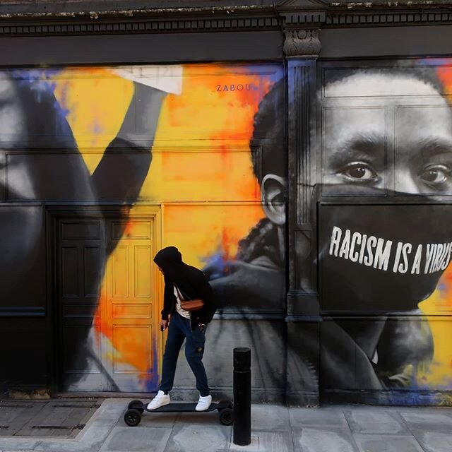 Our new piece by the wonderful @zabouartist, inspired by a photograph taken by @futurehackney at the @blmuk protests. 
We will stand against Racism, for as long as it takes 🖤