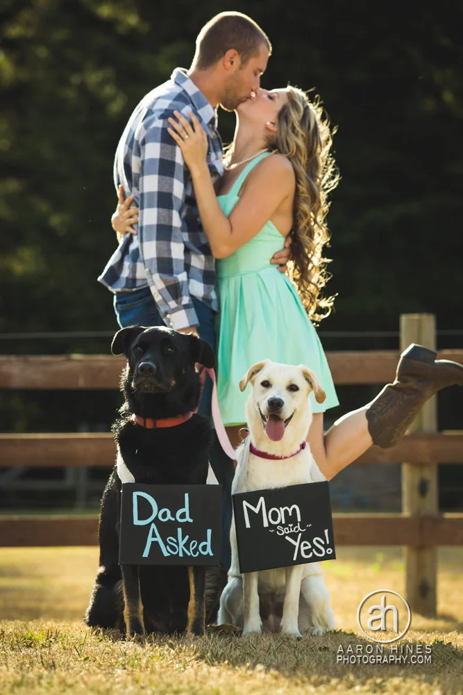 Source: Aaron Hines Photography Share your proposal with your four-legged best friend. This abundance of cuteness will be extremely hard for your partner to resist. “Yes, I will” is undeniably guaranteed.
