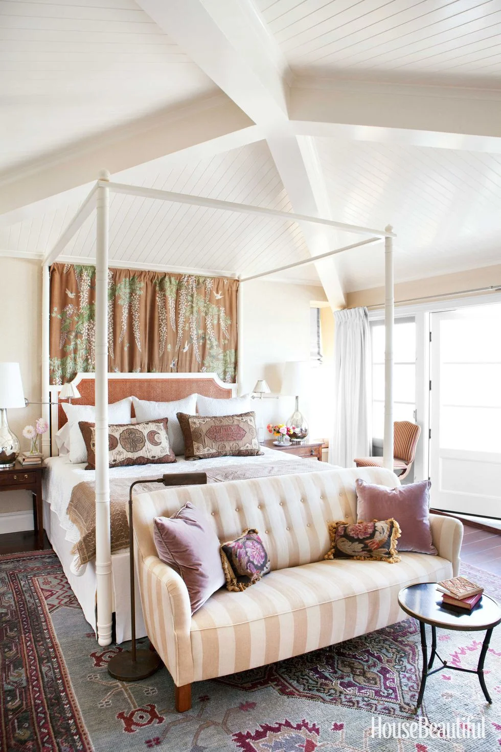 Master BedroomDunham designed the bed for the master bedroom; he hung Japanese fabric embroidered in butterflies and wisteria from a set of curtains he found at an estate sale. "I love four-poster beds," he says. "They're so come-hither. A mattress …