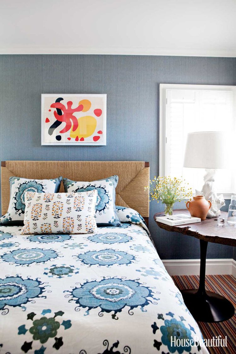 Guest Room   An Alexander Calder print and Sultan's Suzanni bedding by  Martyn Lawrence Bullard  inject a fanciful air in the guest room.